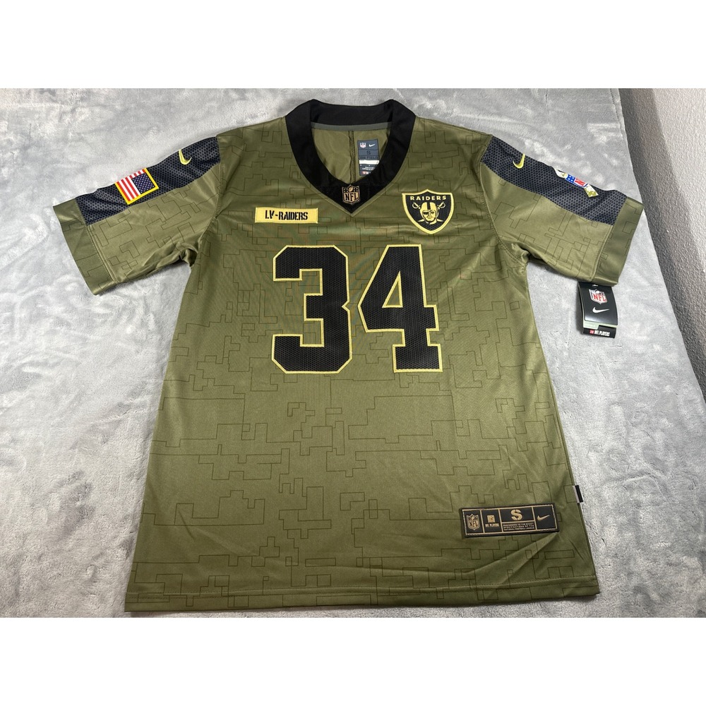 Nike Las Vegas Raiders Bo Jackson Salute to Service Jersey Olive Camo 34 Mens S